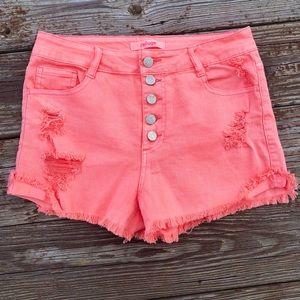 Salmon Button Shorts